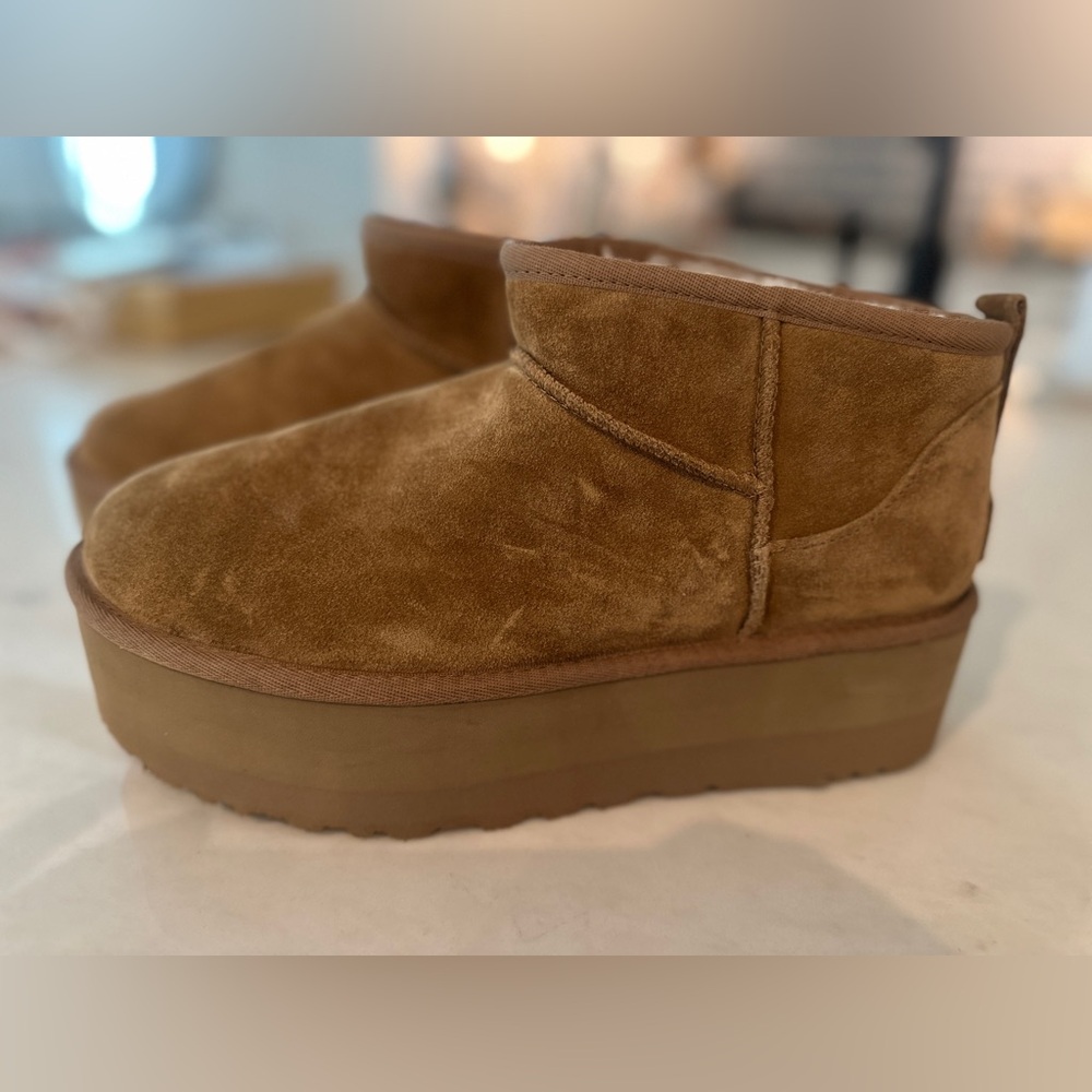UGG Tan Suede Platform Boots